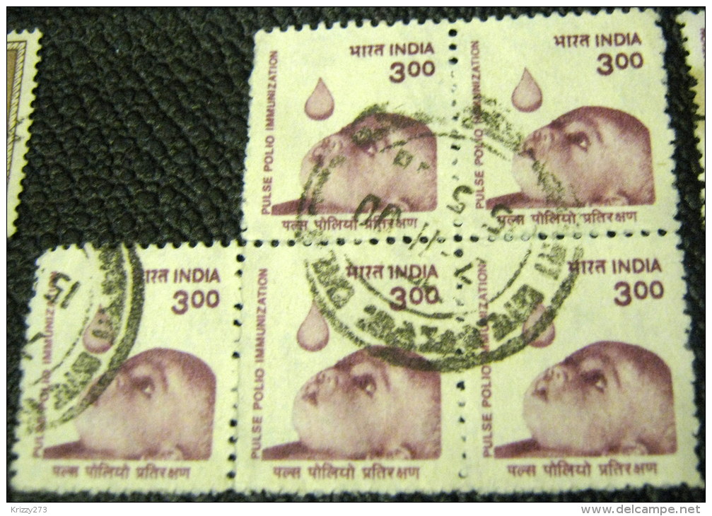 India 1998 Polio Immunization 3.00 X5 - Used - Oblitérés
