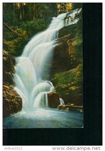 Litho Der Zackelfall Wasserfall Riesengebirge Schreiberhau 4.8.1924 Nach Görlitz - Sudeten