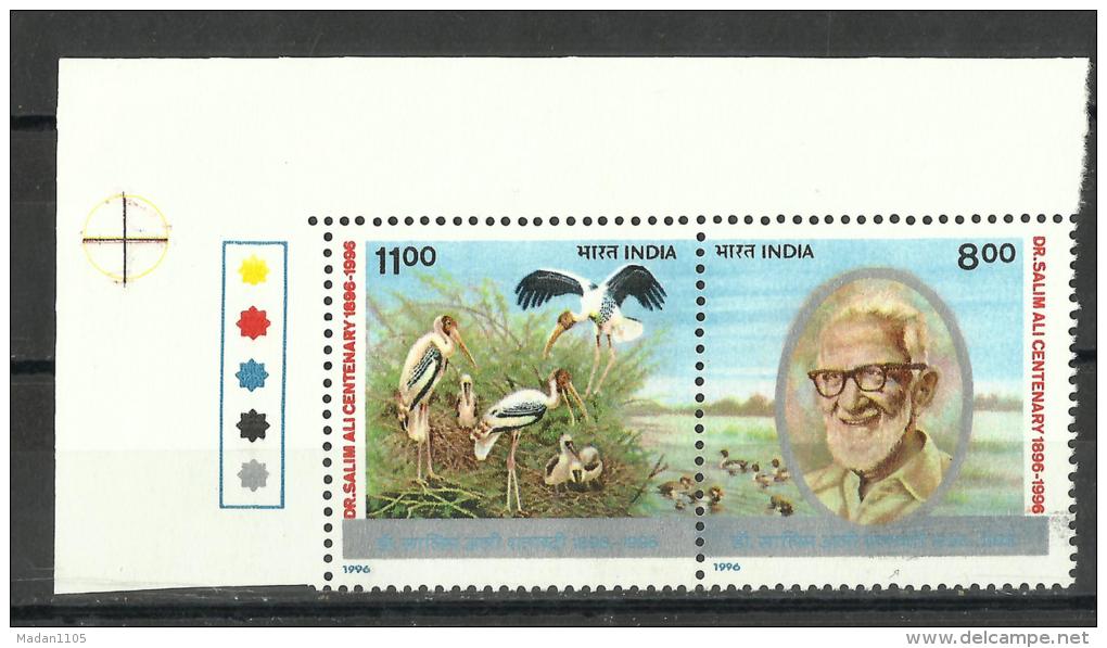 INDIA, 1996,Birth Centenary Of Dr Salim Moizuddin Abdul Ali, Ornithologist, Ecologist,  Setenant  2 V, T/Ls,  MNH, (**) - Unused Stamps