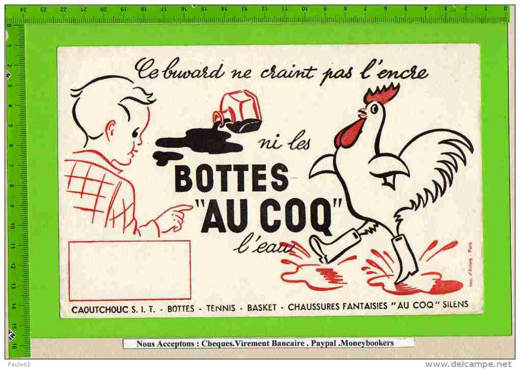 BUVARD :Les Bottes "Au Coq" Tres Beau Graphisme - Zapatos