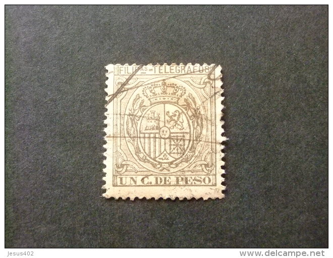 FILIPINAS  PHILIPPINES  AÑO 1896 -- ESCUDO DE ESPAÑA - Edifil Nº 59 º FU  -- Yvert Nº 69 º FU Gris Oliva TELEGRAFOS - Filippijnen