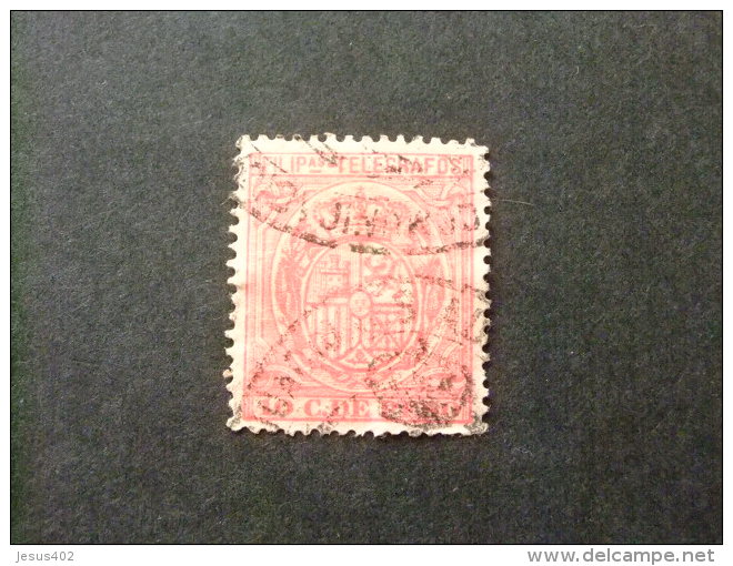 FILIPINAS  PHILIPPINES  AÑO 1896 -- ESCUDO DE ESPAÑA - Edifil Nº 62 º FU  -- Yvert Nº 72 º FU Rosa TELEGRAFOS - Philipines