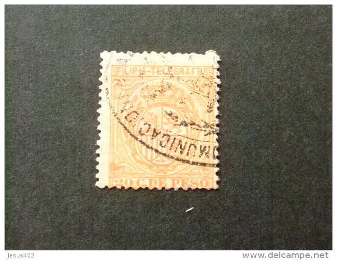 FILIPINAS  PHILIPPINES  AÑO 1896 -- ESCUDO DE ESPAÑA - Edifil Nº 64 º FU -- Yvert Nº 74 º FU Naranja TELEGRAFOS - Philipines