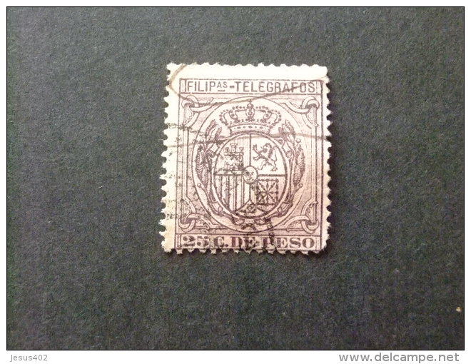 FILIPINAS  PHILIPPINES  AÑO 1896 -- ESCUDO DE ESPAÑA - Edifil Nº 65 º FU -- Yvert Nº 75 º FU Brun Violet TELEGRAFOS - Philippinen