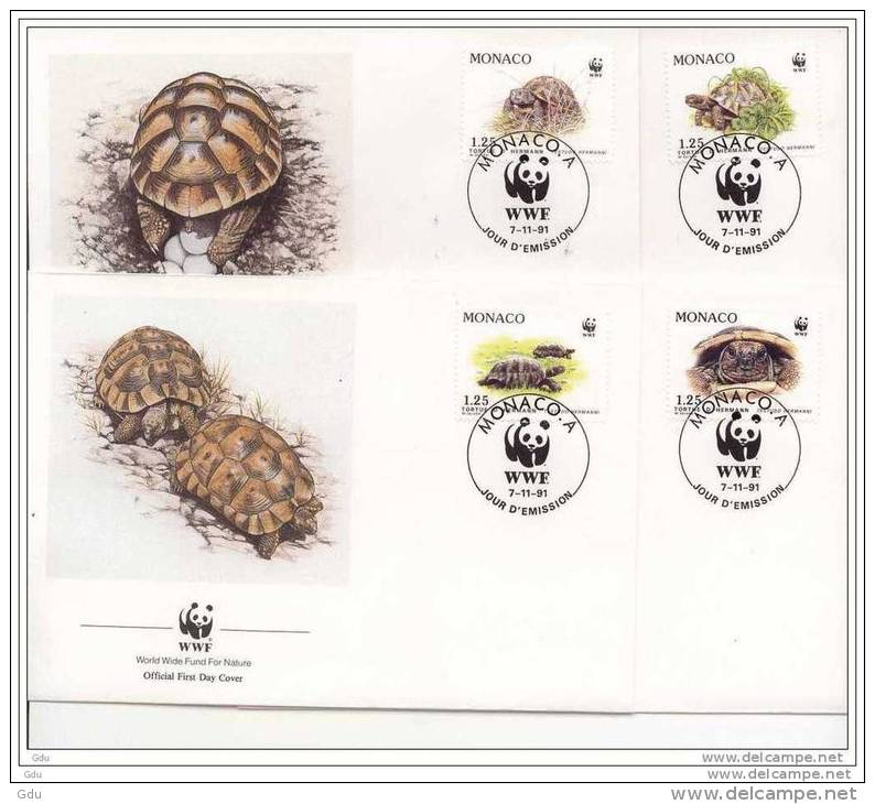 Monaco 1991 - Les 4 FDC Superbe Qualité - Schildkröten