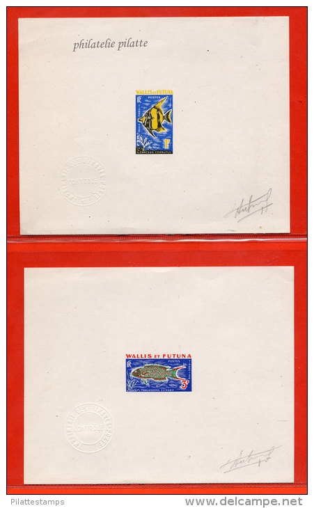 WALLIS ET FUTUNA TAXE N°37/39 3 EPREUVES D´ARTISTE POISSONS MULTICOLORE - Imperforates, Proofs & Errors