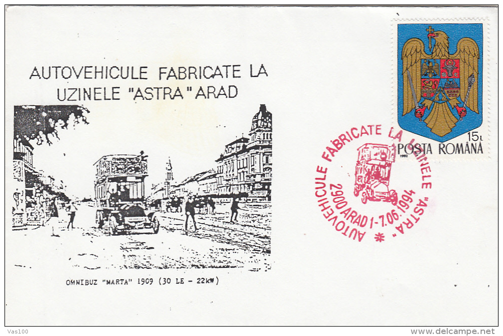 BUSSES MADE IN ROMANIA, MARTA BUSS, 2X SPECIAL COVERS, 1994, ROMANIA - Bus