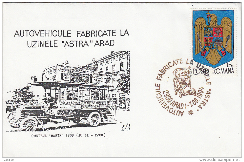 BUSSES MADE IN ROMANIA, MARTA BUSS, 2X SPECIAL COVERS, 1994, ROMANIA - Bus