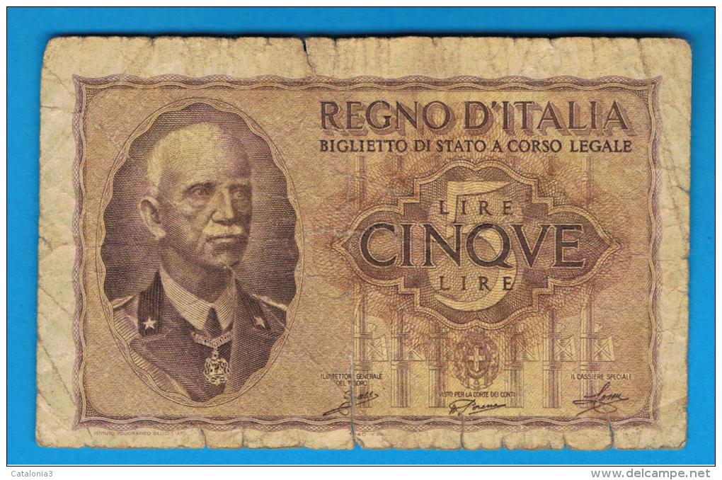 ITALIA - ITALY =  5 Liras 1940  P-28 - Biglietti Di Stato