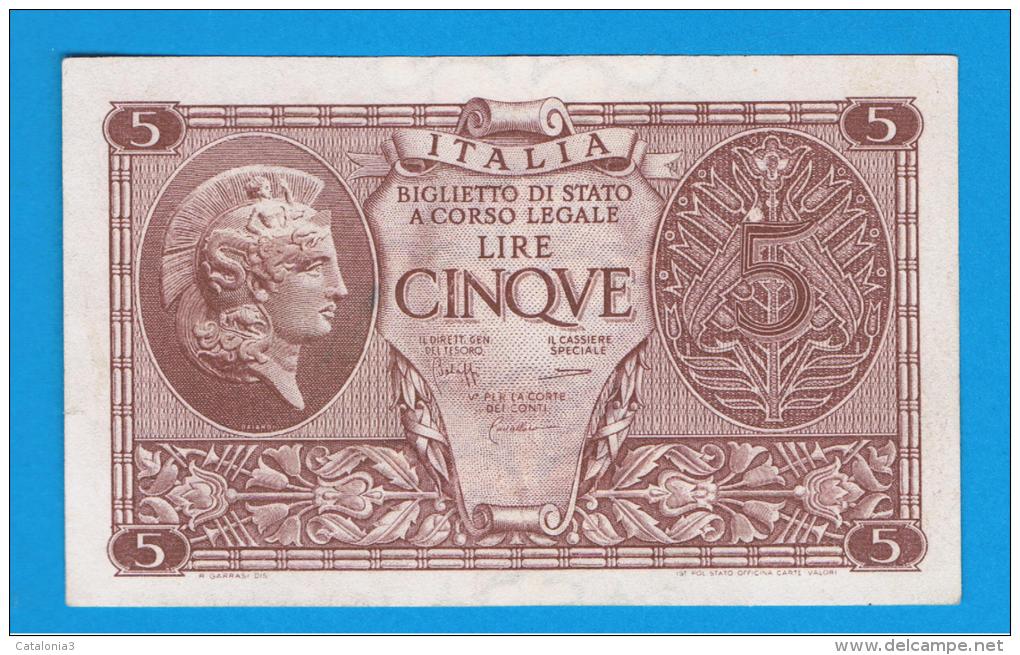 ITALIA - ITALY =  5 Liras 1944 SC   P-31 - Biglietti Di Stato