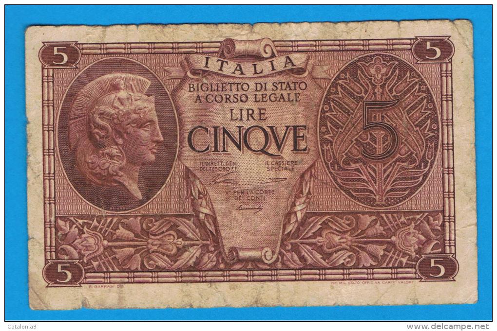 ITALIA - ITALY =  5 Liras 1944 Circulado   P-31 - Biglietti Di Stato