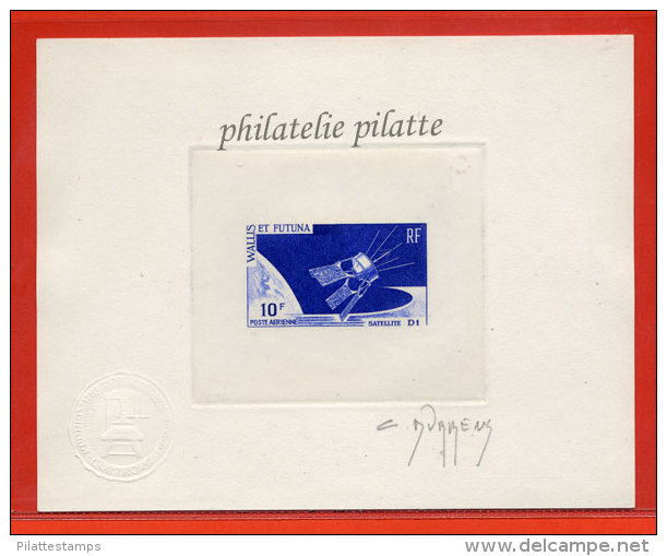 WALLIS ET FUTUNA PA N°26  EPREUVE D´ARTISTE COSMOS,SATELLITE COULEUR EN BLEU - Imperforates, Proofs & Errors