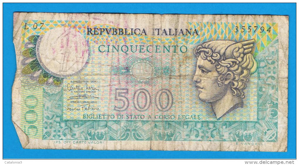 ITALIA - ITALY =  500 Liras 1974  P-94 - Biglietti Di Stato