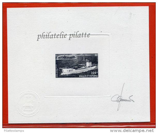 WALLIS ET FUTUNA N°548  EPREUVE D´ARTISTE BATEAU COULEUR EN NOIR - Imperforates, Proofs & Errors