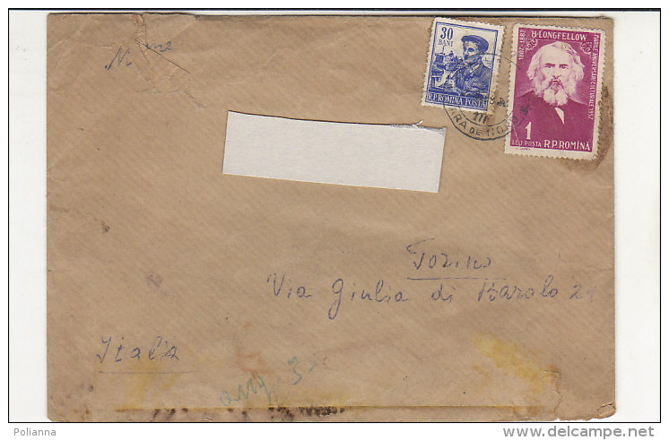 A2286 - ROMANIA Affrancatura Mista Su Busta  VG Bucarest-Torino 1958 - Postmark Collection