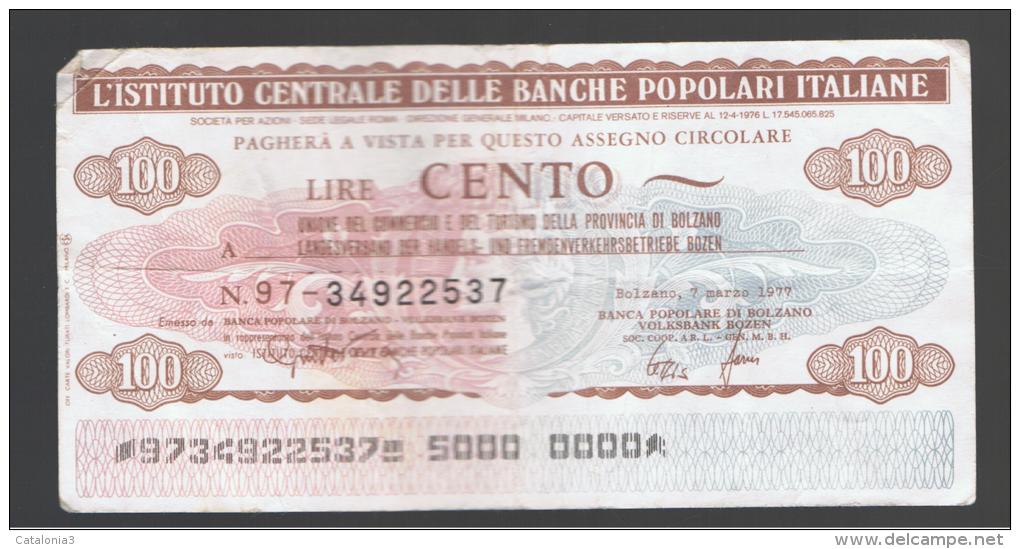 ITALIA - ITALY =  100 Liras L'Istituto Bancario Delle Banche Populare Italiana 1976/77 - [ 4] Emissions Provisionelles