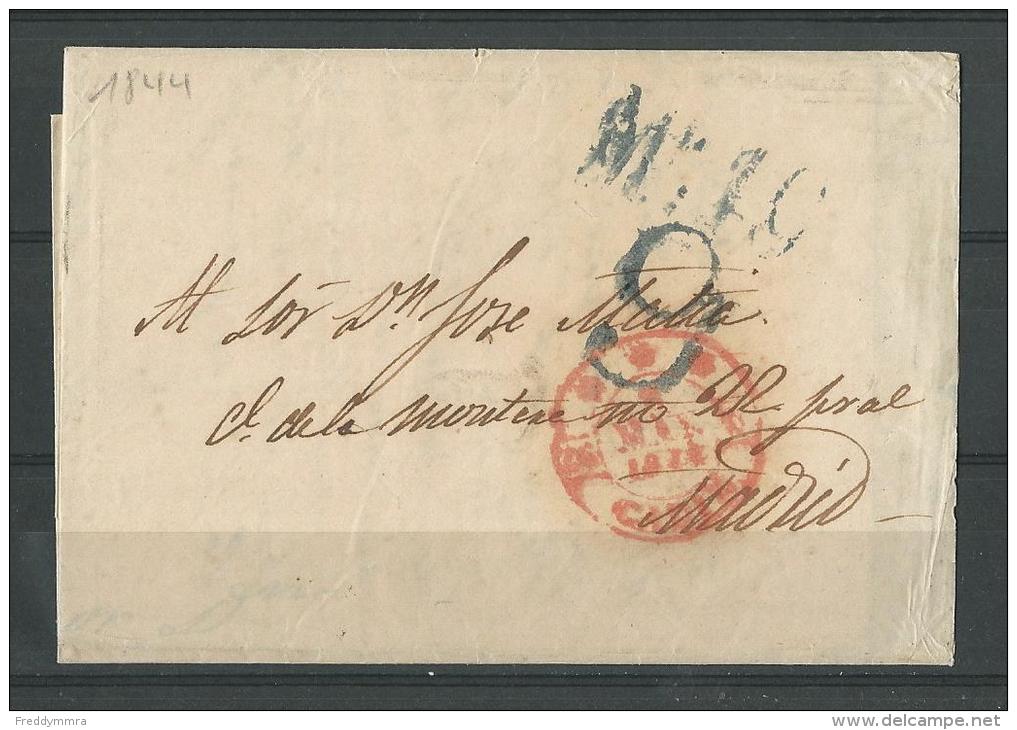 Espagne: Lettre De 1844 Pour Madrid - ...-1850 Vorphilatelie