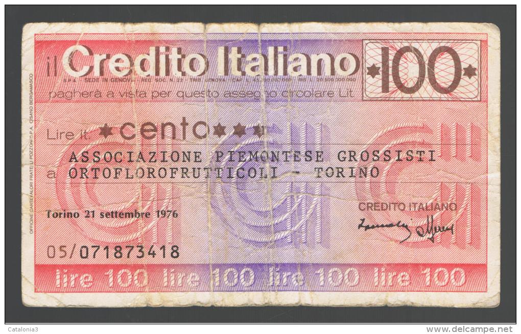 ITALIA - ITALY =  100 Liras Credito Italiano 1976 - [ 4] Vorläufige Ausgaben