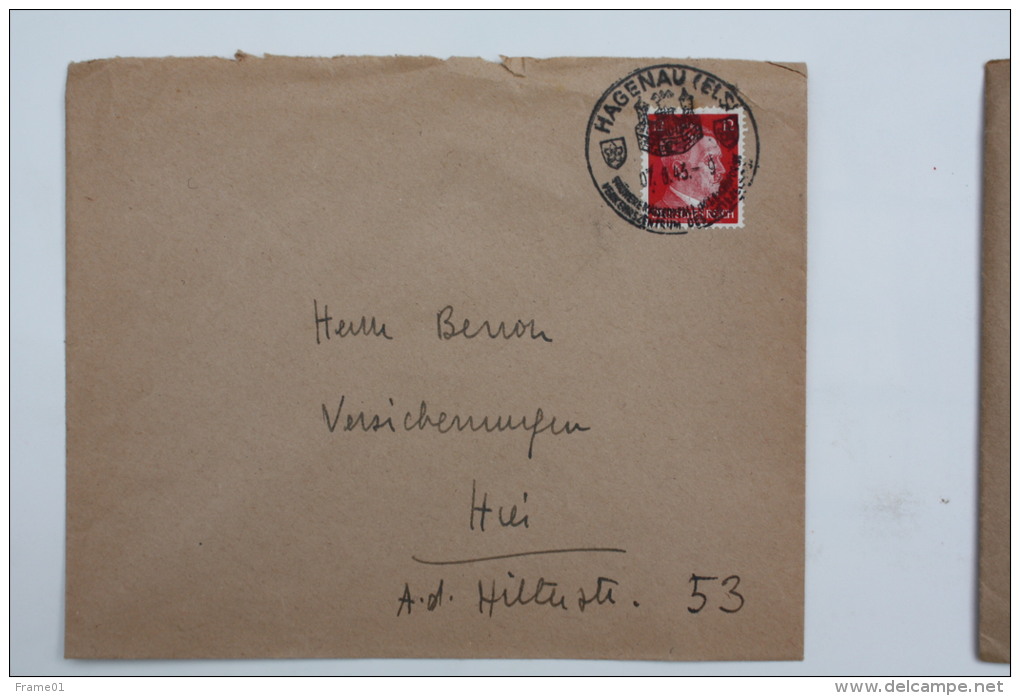 Enveloppe 1943 Haguenau  Affr. 12pf Type A.Hitler   / Cachet à Date Illustré - Other & Unclassified