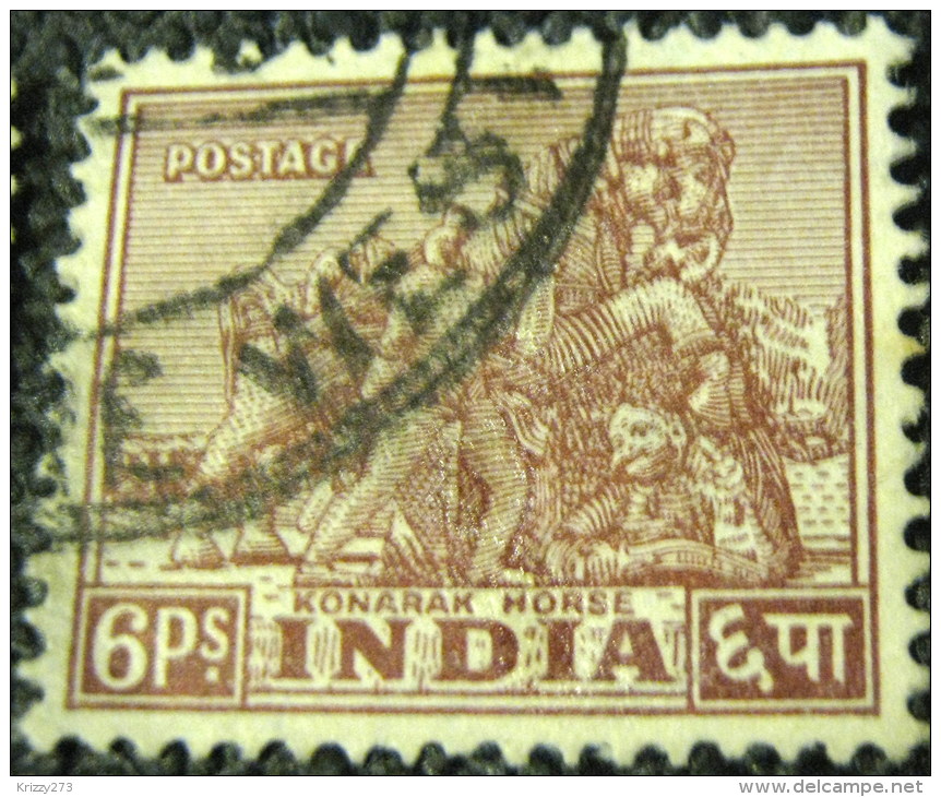 India 1949 Konarak Horse 6p - Used - Used Stamps