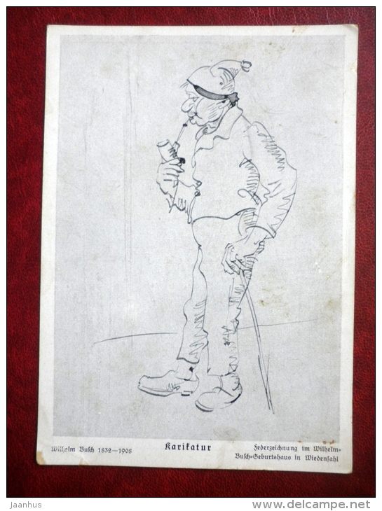 Illustration By Wilhelm Busch - Karikatur - Caricature - A Man With A Pipe - Unused - Busch, Wilhelm