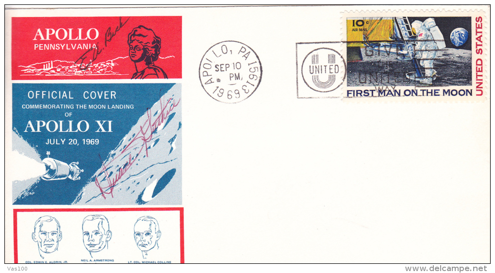 MOON LANDING OF APOLLO XI, 1969,SPECIAL COVER , USA - Astronomy