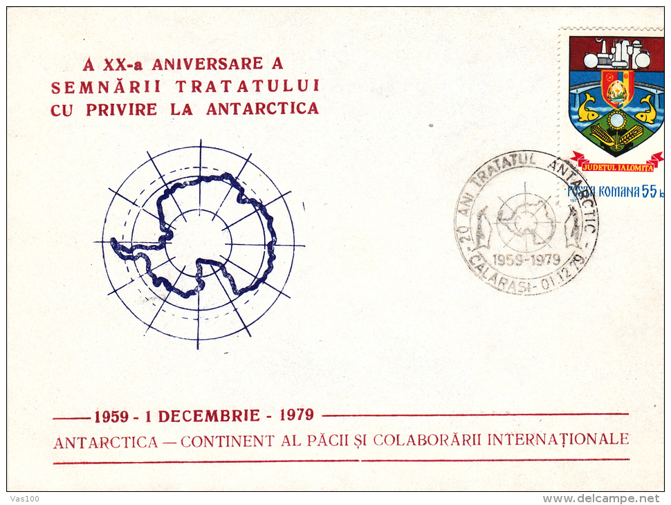 ANTARCTICA - CONTINENT OF PEACE AND INTERNATIONAL COLLABORATION,1979,ROMANIA - Trattato Antartico