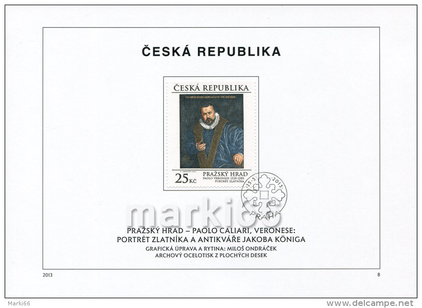 Czech Republic - 2013 - Art Of Prague Castle - Paolo Caliari Veronese By Jakob Konig - FDS (first Day Sheet) - Briefe U. Dokumente