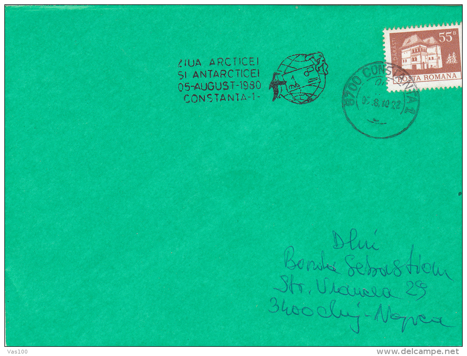 ARCTIC AND ANTARCTIC DAY , POSTMARK ON COVER, 1980,ROMANIA - Année Polaire Internationale