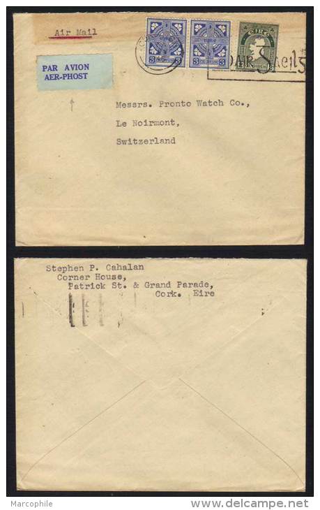 IRLANDE - EIRE - CORK / 1946  LETTRE AVION POUR LA SUISSE (ref 3343) - Briefe U. Dokumente