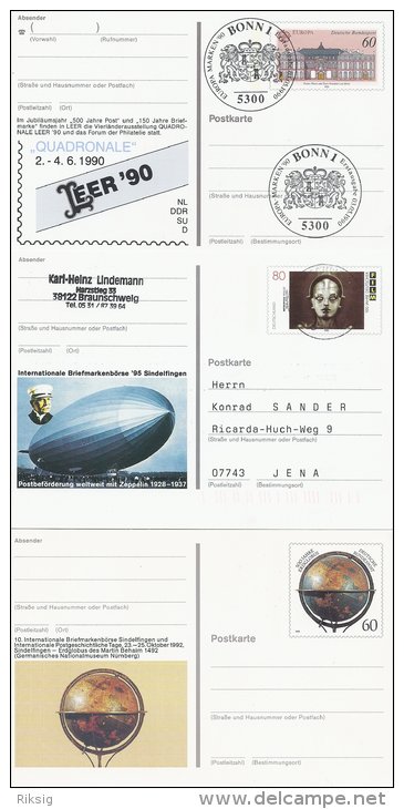 Germany - Postal Stationeries.  3 Cards.  #  134 - Illustrated Postcards - Mint