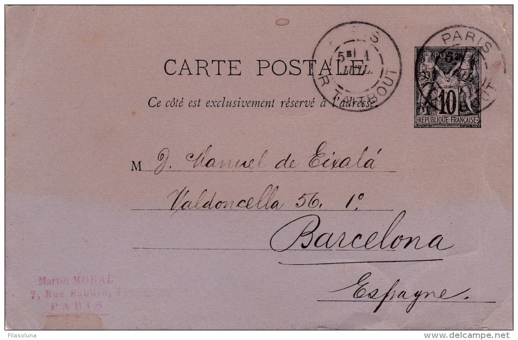 001467 Enteropostal Paris A Barcelona - 1850-1931