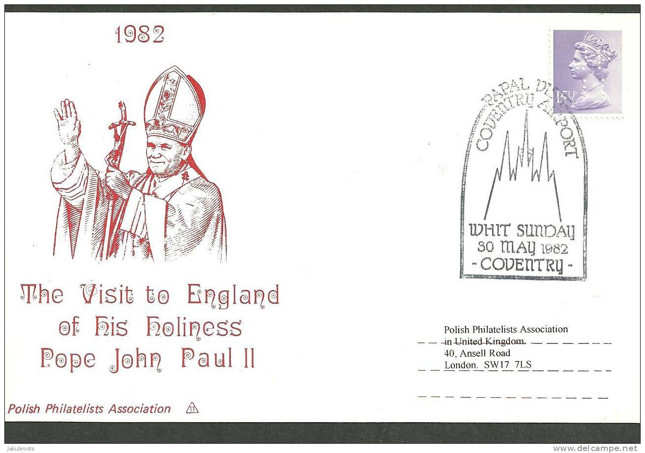 SPECIAL SOUVENIR  POSTCARD ,  POPE  JOHN  PAUL II  VISIT TO GREAT  BRITAIN  IN 1982. - Autres & Non Classés