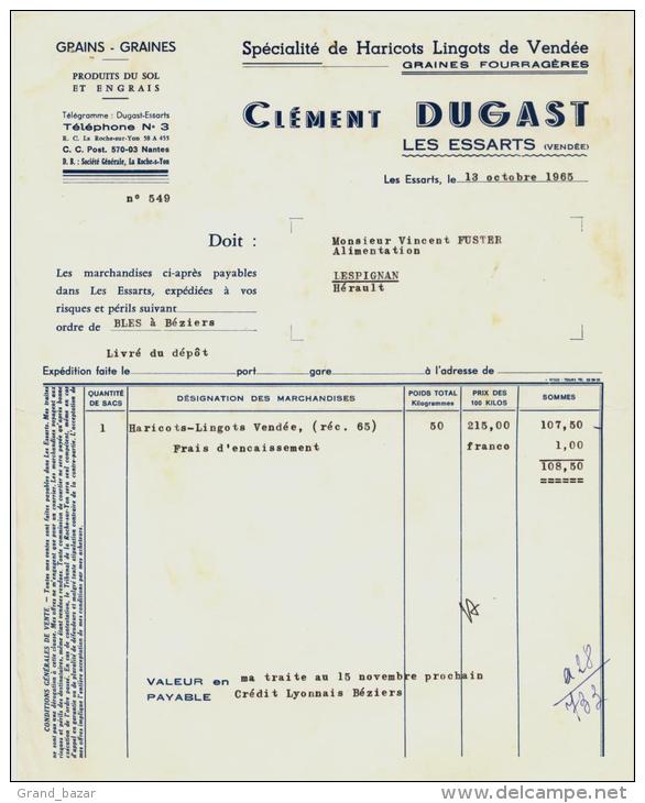 Entête Du 13/10/1965 - Dugast - Les Essarts (Vendée) - Haricots Lingots De Vendée - Agricoltura