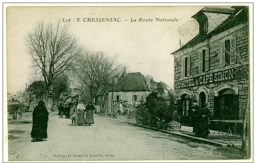 46 - B18568CPA - CRESSENSAC - Route Nationale, Hotel Cafe SIMON - Très Bon état - LOT - Other & Unclassified