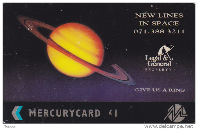 Mercury, MER237, Legal & General, Planet, Unused, 2 Scans - [ 4] Mercury Communications & Paytelco