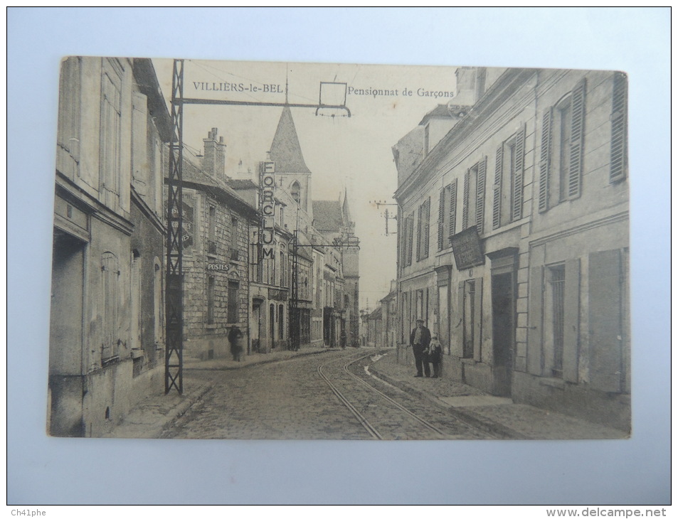 VILLIERS LE BEL / PENSIONNAT DES GARCONS / PETITE ANIMATION LIGNE DE TRAMWAY BUREAU DE POSTE - Villiers Le Bel