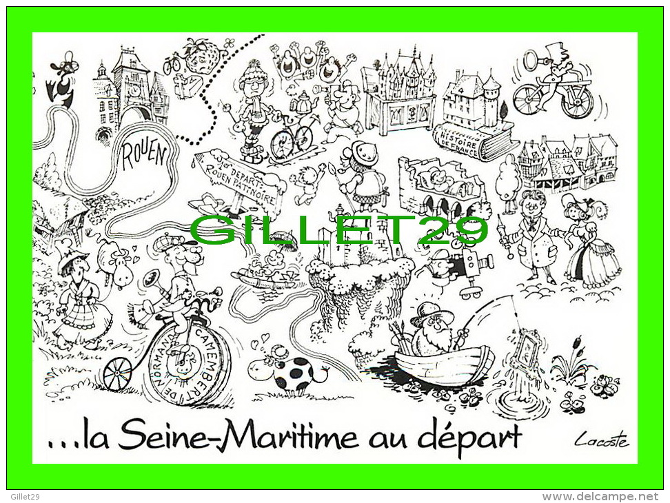 CYCLISME - MAROMME (76) - TOUR DE FRANCE 1997 - LA SEINE MARITIME AU DÉPART - DESSIN, HERVÉ LACOSTE - TIRAGE 600 EX - - Cyclisme