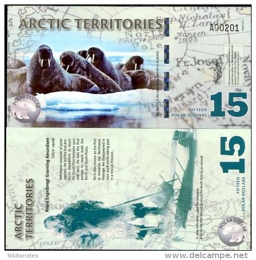 ARCTIC TERRITORIES 15 DOLLARS 2011 POLAR POLYMER UNC - Altri & Non Classificati