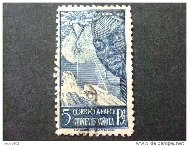 GUINEA GUINEE ESPAGNOLE  AÑO 1951 -- CENT. ISABEL CATOLICA - Edifil Nº 305 º FU -- Yvert Nº PA 21 º FU Azul Oscuro - Spanish Guinea