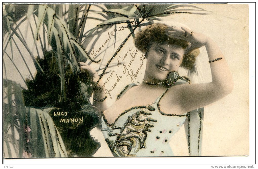 Lucy MANON - Artiste De Revues - Scala, Folies-Bergère (1907) - Rehausse Strass - Danse