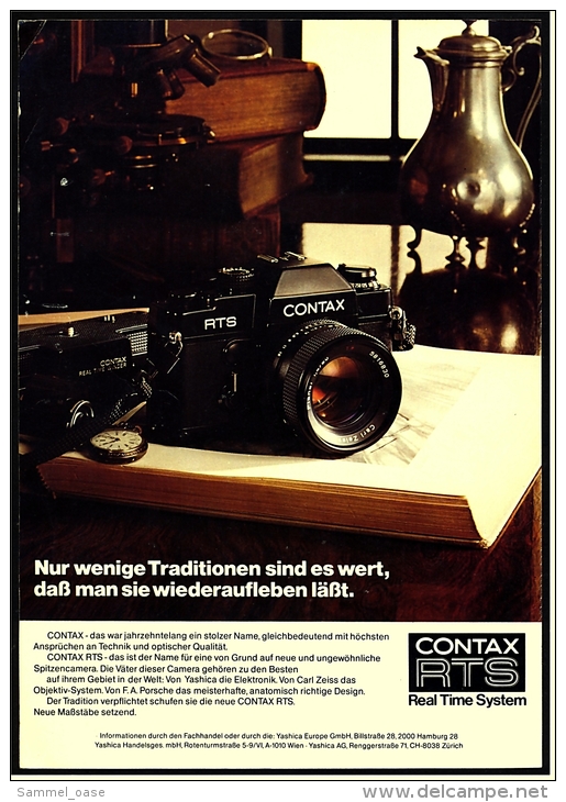 Reklame Werbeanzeige 1975 ,   Contax RTS Kamera  -  Nur Wenige Traditionen Sind Es Wert.... - Sonstige & Ohne Zuordnung