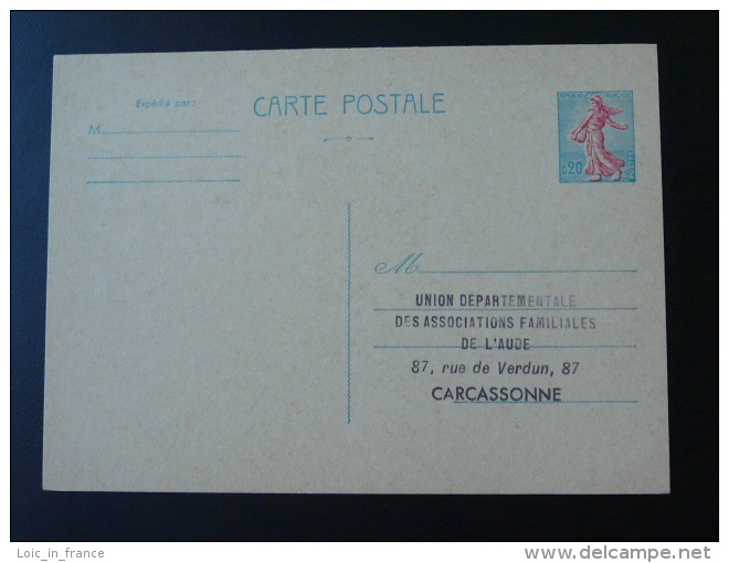 Entier Postal Stationery Semeuse De Piel UDAP De L'Aude Neuf - Cartes Postales Types Et TSC (avant 1995)