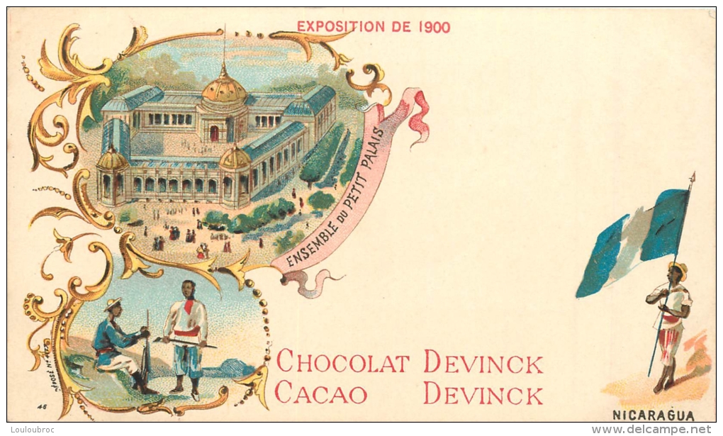 PARIS EXPOSITION DE 1900 CHOCOLAT DEVINCK ENSEMBLE DU PETIT PALAIS DRAPEAU DU NICARAGUA - Expositions