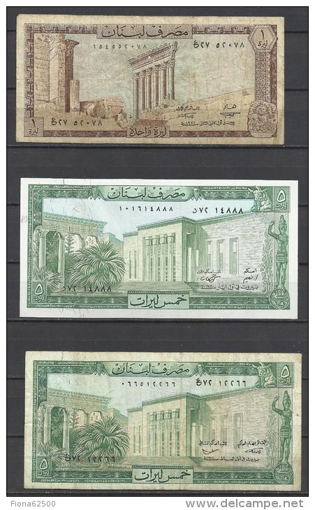 LIBAN . LOT DE 3  BILLETS . - Liban