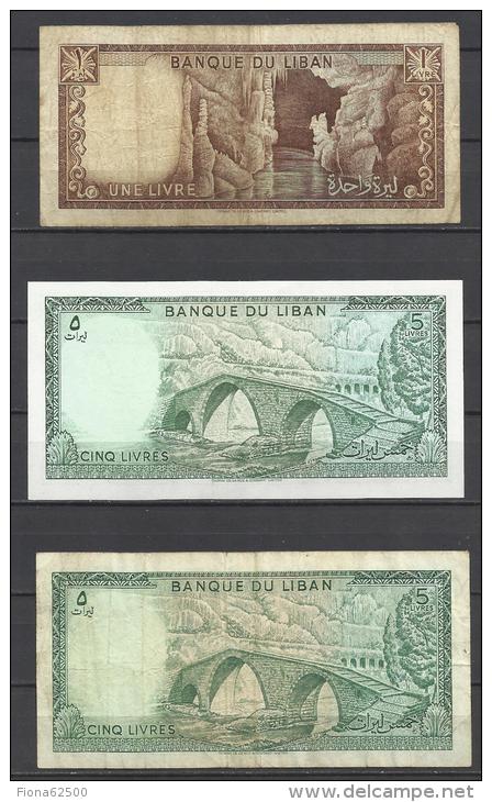 LIBAN . LOT DE 3  BILLETS . - Lebanon