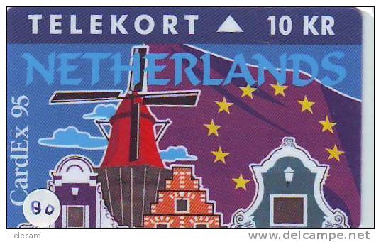 Denmark TP 111, CARDEX 1995 (80)  TIRAGE 1000 . NETHERLANDS PAYS-BAS WINDMILL - Denemarken