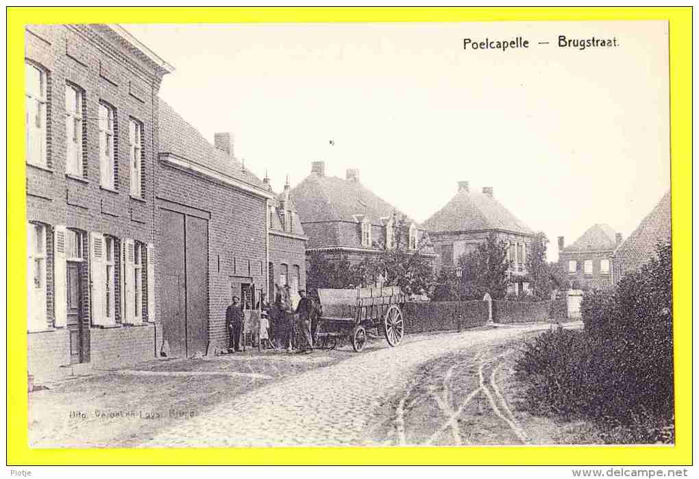 * Poelkapelle - Poelcapelle (Langemark - Ieper - Ypres) * (Uitg. Verbeken-Loys) Brugstraat, TOP CPA, Attelage, Cheval - Langemark-Poelkapelle