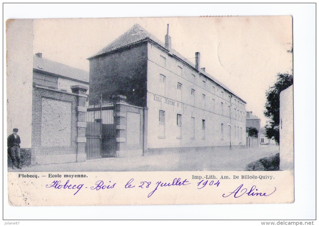 CPA  SIMPLE  FLOBECQ      1904        ECOLE MOYENNE    ENFANT CONTRE LE MUR - Vloesberg