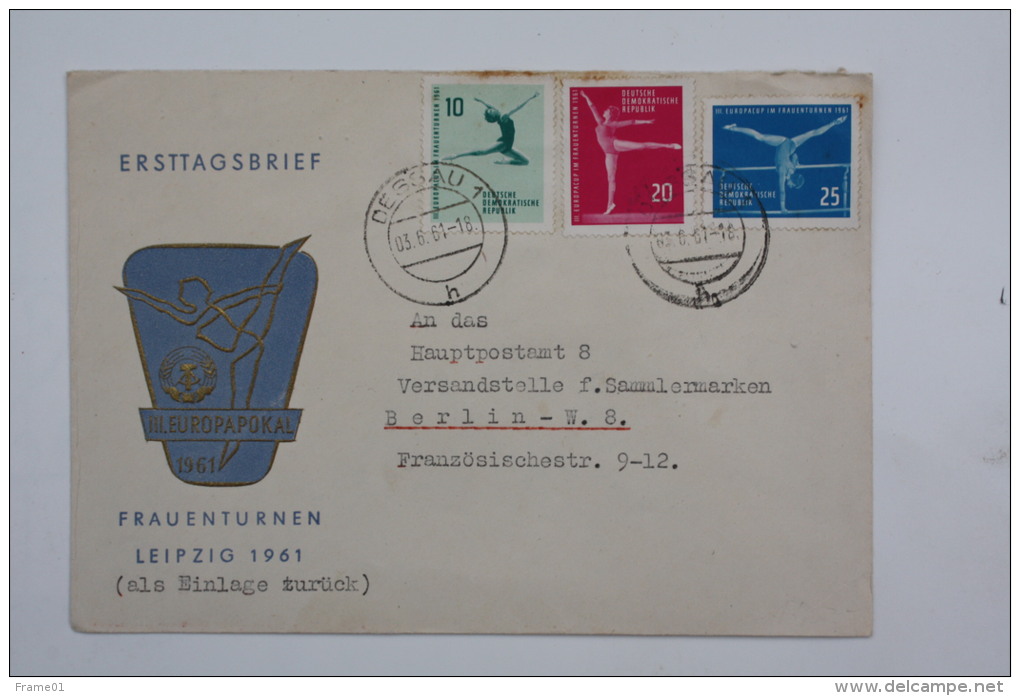 Ersttagsbrief / Enveloppe Premier Jour, 1961 Mi 830 / 2 Championnat D'Europe De Gymnastique / Kunstturn - Covers & Documents